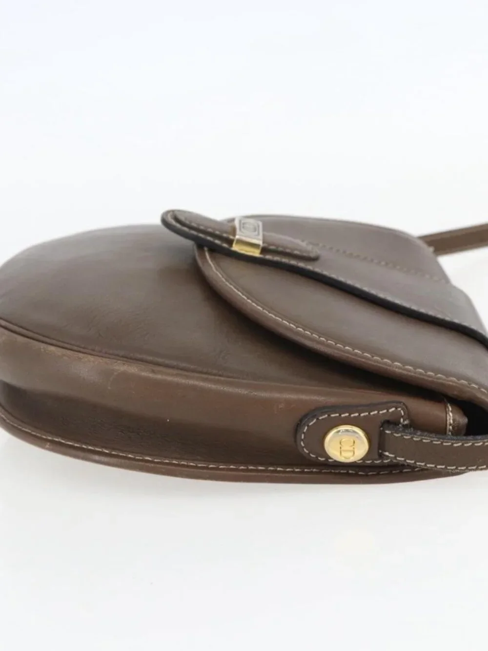 Christian Dior Shoulder Bag Leather Brown Gold Auth 151731 - Picture 5 of 16